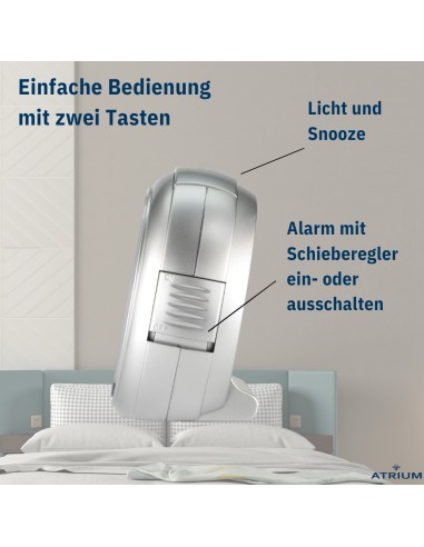 ATRIUM Wecker Analog Silbern ohne Ticken - A240-19