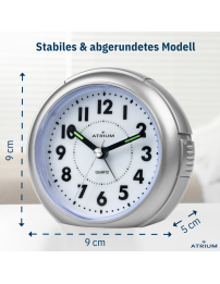 ATRIUM Wecker Analog Silbern ohne Ticken - A240-19