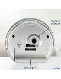 ATRIUM Wecker Analog Silbern ohne Ticken - A240-19
