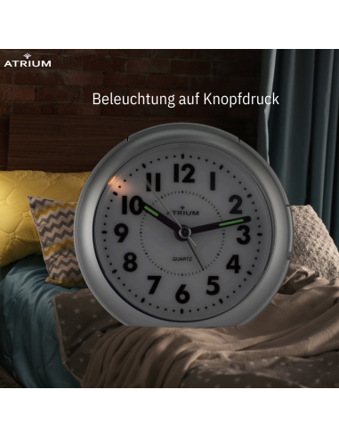 ATRIUM Wecker Analog Silbern ohne Ticken - A240-19