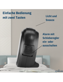 ATRIUM Wecker Analog Schwarz ohne Ticken - A240-7