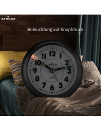 ATRIUM Wecker Analog Schwarz ohne Ticken - A240-7