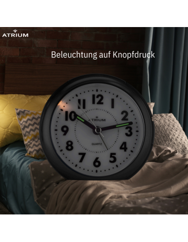 ATRIUM Wecker Analog Schwarz ohne Ticken - A240-7