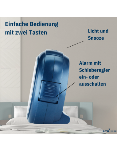 ATRIUM Wecker Analog Dunkelblau ohne Ticken - A240-35