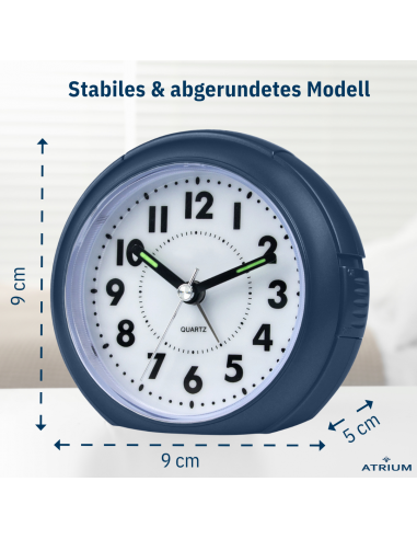 ATRIUM Wecker Analog Dunkelblau ohne Ticken - A240-35