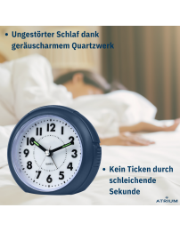 ATRIUM Wecker Analog Dunkelblau ohne Ticken - A240-35