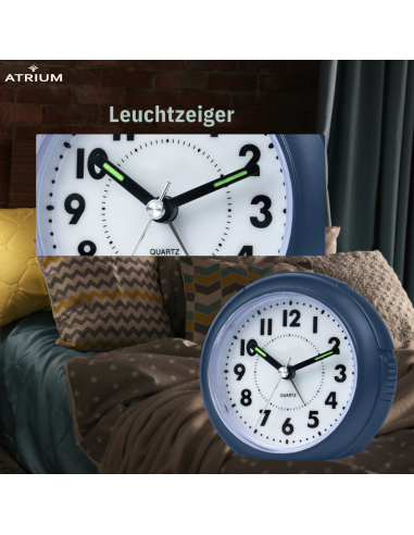 ATRIUM Wecker Analog Dunkelblau ohne Ticken - A240-35