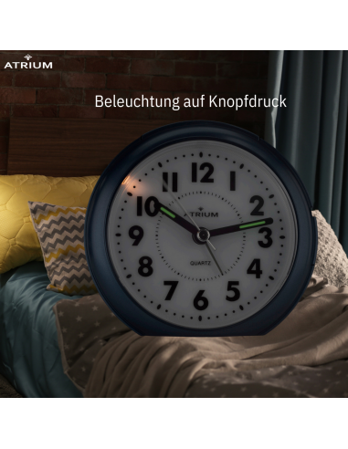 ATRIUM Wecker Analog Dunkelblau ohne Ticken - A240-35