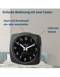 ATRIUM Wekker - Analoog - Zwart - A251-7