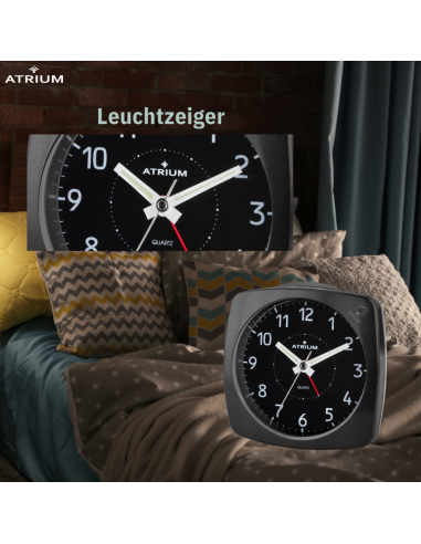 ATRIUM Wekker - Analoog - Zwart - A251-7