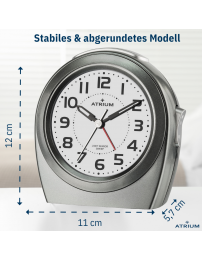 ATRIUM Wecker - Senioren - Analog - Nachtlicht - Anthrazit - Klar - Einfache Bedienung - Ohne Ticken - A451-4