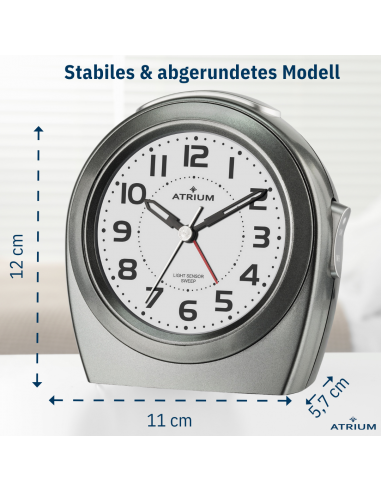 ATRIUM Wecker - Senioren - Analog - Nachtlicht - Anthrazit - Klar - Einfache Bedienung - Ohne Ticken - A451-4