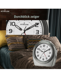 ATRIUM Wecker - Senioren - Analog - Nachtlicht - Anthrazit - Klar - Einfache Bedienung - Ohne Ticken - A451-4