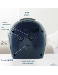 Atrium Wecker - Senioren - Analog - Auto Nachtlicht - Dunkelblau - Klar - Einfache Bedienung- Ohne Ticken - A451-5