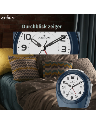Atrium Wecker - Senioren - Analog - Auto Nachtlicht - Dunkelblau - Klar - Einfache Bedienung- Ohne Ticken - A451-5