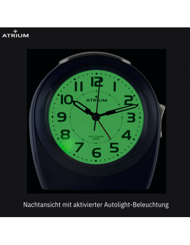 Atrium Wecker - Senioren - Analog - Auto Nachtlicht - Dunkelblau - Klar - Einfache Bedienung- Ohne Ticken - A451-5