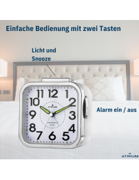 ATRIUM Wecker - Senioren - Analog - Weiss - Klar - Einfache Bedienung - A530-0
