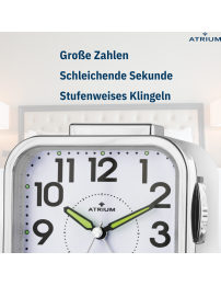 ATRIUM Wecker - Senioren - Analog - Weiss - Klar - Einfache Bedienung - A530-0