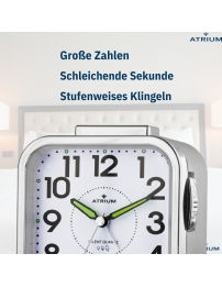 ATRIUM Wecker - Senioren - Analog - Silber - Klar - Einfache Bedienung - A530-19