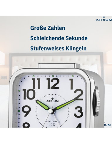 ATRIUM Wecker - Senioren - Analog - Silber - Klar - Einfache Bedienung - A530-19