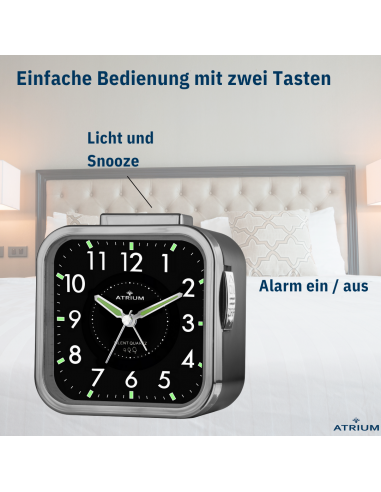 ATRIUM Wecker - Senioren - Analog - Schwarz - Klar - Einfache Bedienung - A530-4