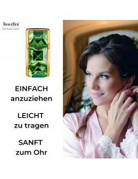 Traveller Ohrclips - 22kt Vergoldet - Kristalle - Grün Peridot - 16 x 8 mm - 157626