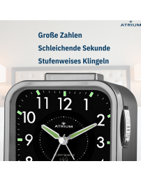 ATRIUM Wecker - Senioren - Analog - Schwarz - Klar - Einfache Bedienung - A530-4