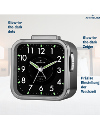 ATRIUM Wecker - Senioren - Analog - Schwarz - Klar - Einfache Bedienung - A530-4