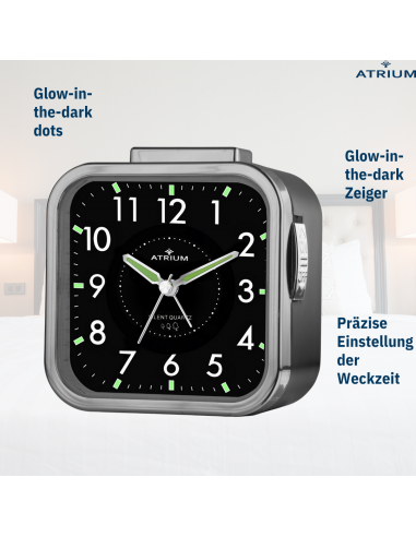 ATRIUM Wecker - Senioren - Analog - Schwarz - Klar - Einfache Bedienung - A530-4
