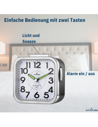 ATRIUM Wecker - Senioren - Analog - Schwarz - Klar - Einfache Bedienung - A530-7