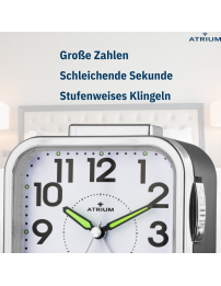 ATRIUM Wecker - Senioren - Analog - Schwarz - Klar - Einfache Bedienung - A530-7