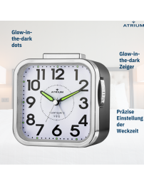 ATRIUM Wecker - Senioren - Analog - Schwarz - Klar - Einfache Bedienung - A530-7