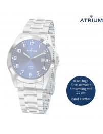 ATRIUM Uhr - Herren - Stahlband - Blaues Zifferblatt - Datum - Edelstahl - 10 bar - A16-35