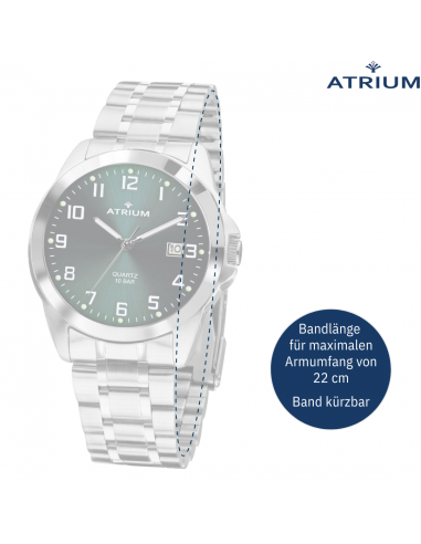 ATRIUM Uhr - Herren - Stahlband - Grünes Zifferblatt - Datum - Edelstahl - 10 bar - British Racing Green - A16-36 ATRIUM Uhr - Herren - Stahlband - Grünes Zifferblatt - Datum - Edelstahl - 10 bar - British Racing Green - A16-36