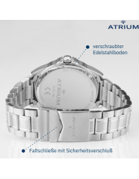 ATRIUM Uhr - Herren - Stahlband - Grünes Zifferblatt - Datum - Edelstahl - 10 bar - British Racing Green - A16-36 ATRIUM Uhr - Herren - Stahlband - Grünes Zifferblatt - Datum - Edelstahl - 10 bar - British Racing Green - A16-36