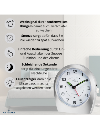 ATRIUM Funkwecker Analog Silber - A620-19