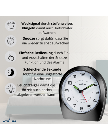 ATRIUM Funkwecker Analog Schwarz - A620-7