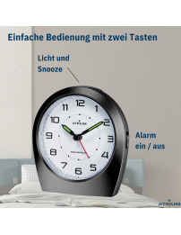ATRIUM Funkwecker Analog Schwarz - A620-7