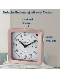 ATRIUM Wecker - Funkgesteuert - Analog - Bronze Metallic - Aufbauton - Schlummerfunktion - A660-17