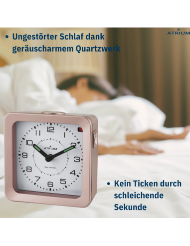 ATRIUM Wecker - Funkgesteuert - Analog - Bronze Metallic - Aufbauton - Schlummerfunktion - A660-17