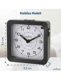 ATRIUM Wecker - Funkgesteuert - Analog - Schwarz - Aufbauton - Schlummerfunktion - A660-7