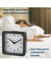 ATRIUM Wecker - Funkgesteuert - Analog - Schwarz - Aufbauton - Schlummerfunktion - A660-7