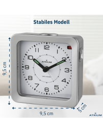 ATRIUM Wecker - Funkgesteuert - Analog - Silber - Aufbauton - Schlummerfunktion - A660-19