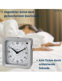 ATRIUM Wecker - Funkgesteuert - Analog - Silber - Aufbauton - Schlummerfunktion - A660-19
