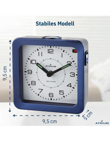 ATRIUM Wecker - Funkgesteuert - Analog - Blau - Aufbauton - Schlummerfunktion - A660-5