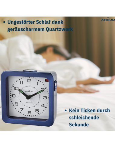 ATRIUM Wecker - Funkgesteuert - Analog - Blau - Aufbauton - Schlummerfunktion - A660-5