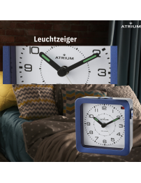 ATRIUM Wecker - Funkgesteuert - Analog - Blau - Aufbauton - Schlummerfunktion - A660-5