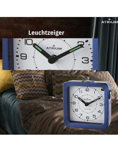 ATRIUM Wecker - Funkgesteuert - Analog - Blau - Aufbauton - Schlummerfunktion - A660-5