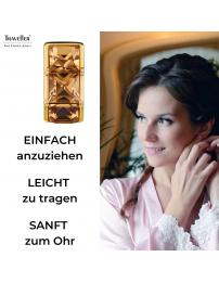 Traveller Ohrclips - 22kt Vergoldet - Kristall - Braun Topaz - 16 x 8 mm - 157628