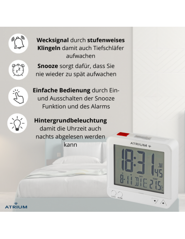 ATRIUM Funkwecker Digital Weiss - A740-0
